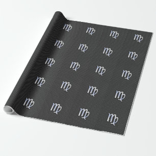 Papier Cadeau Virgo Zodiac Sign on Charcoal Carbon Fibre Print