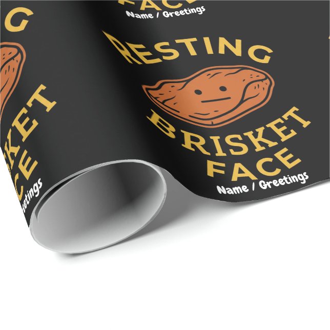 Papier Cadeau Visage de Brisket au repos Funny BBQ Smoking Pitma (Coin rond)