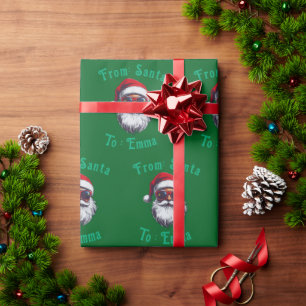 Papier Cadeau Visage de chapeau de Père Noël Personnaliser Noël