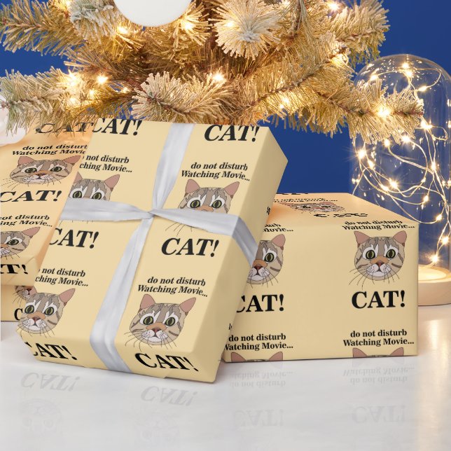Papier Cadeau Visage de chat drôle  (Vacances)