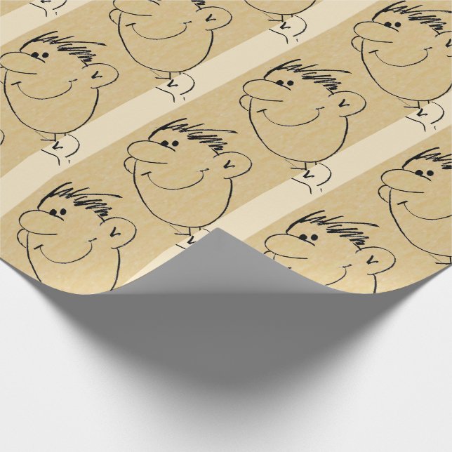 Papier Cadeau Visage de dessin masculin (Coin)