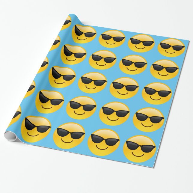 Papier Cadeau Visage de sourire avec des lunettes de soleil (Déroulé)