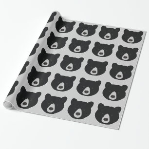 Papier Cadeau Visage d'ours noir