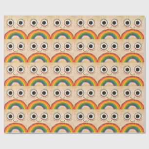 PAPIER CADEAU VISAGE HEUREUX ARC-EN-CIEL
