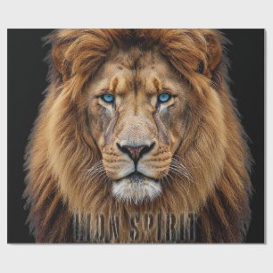Papier Cadeau Visage majestueux de lion aux yeux bleus   Faune A