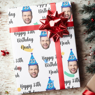 Papier Cadeau Visage personnalisé 20e 30e 40e 50e 60e 70e Annive