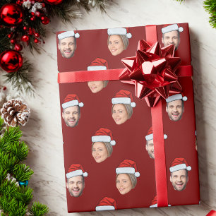 Papier Cadeau Visage personnalisé 2 Photo Santa Hat Cadeau de No