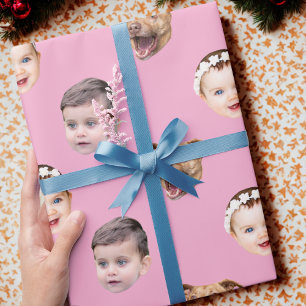 Papier Cadeau Visage personnalisé, Cadeau de famille unique 3 Ph