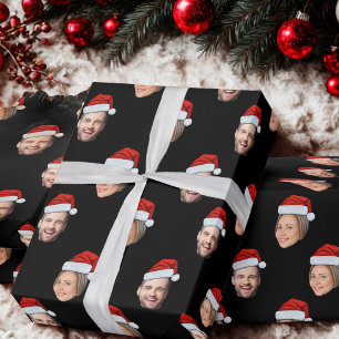 Papier Cadeau Visage personnalisé Santa Hat 2 Photos