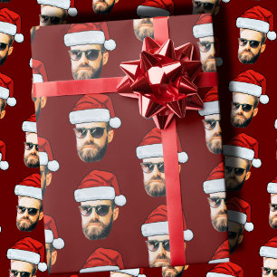 Papier Cadeau Visage personnalisé Santa Hat Cadeau Envelopper de