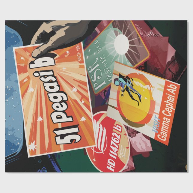 Papier Cadeau Visitez la première exoplanète découverte en dehor (Plat)