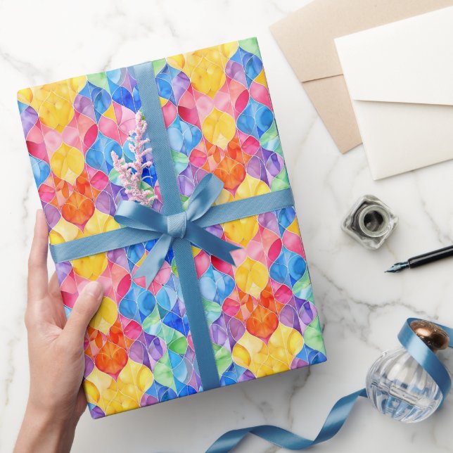 Papier Cadeau Vitrail arc-en-ciel aquarelle (Cadeaux)