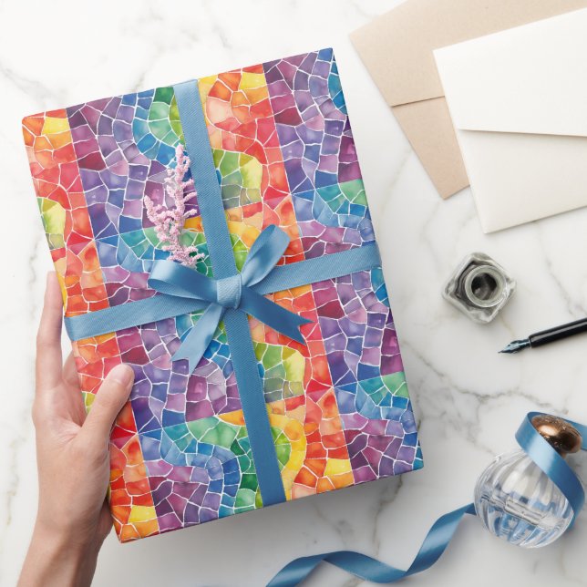 Papier Cadeau Vitrail arc-en-ciel aquarelle (Cadeaux)
