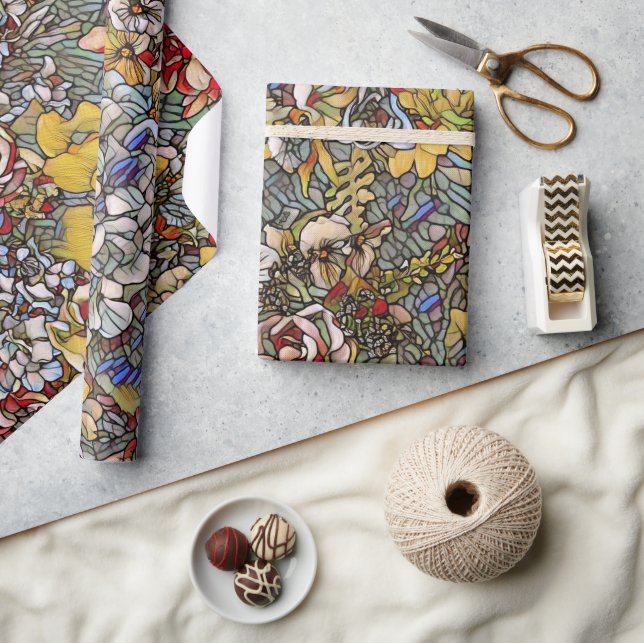 Papier Cadeau Vitraux Botaniques Floraux (Artisanat)