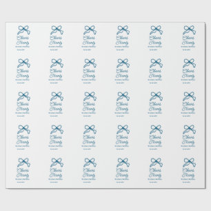 Papier Cadeau Vive vingt nœud papillon bleu nom date boho ret