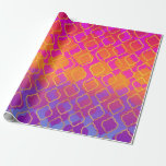 Papier Cadeau Vivid Vivid orange violet Fuchsia Quatrefoil<br><div class="desc">Papier d'emballage</div>
