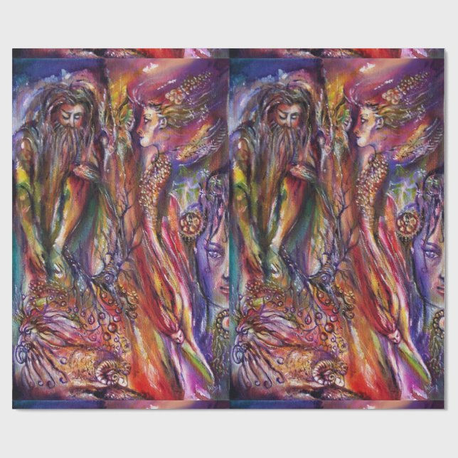 Papier Cadeau VIVIEN ET MERLIN Imaginaire bleu violet rose (Plat)