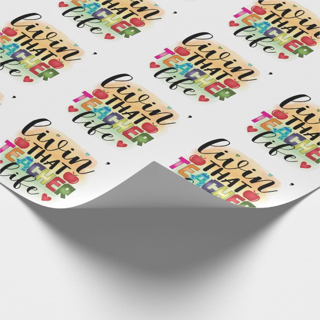 Papier Cadeau Vivre Cette Vie D'Enseignant - Cadeau Pour Enseign (Coin)