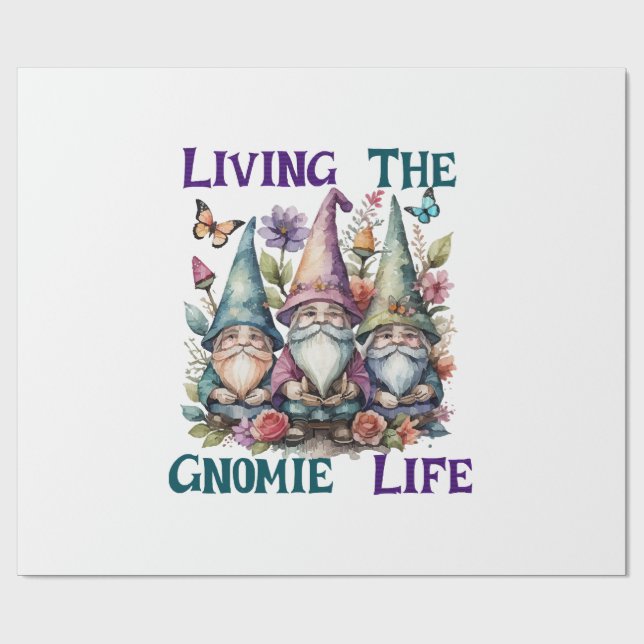 Papier Cadeau Vivre la vie de gnome (Plat)