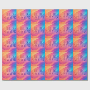 Papier Cadeau Vœu coloré de bonne année, lumineux et audacieux