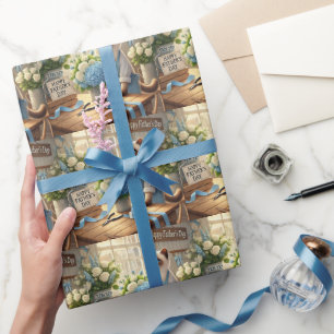 Papier Cadeau Voeux de Fête des pères Amoureux des chats pour le