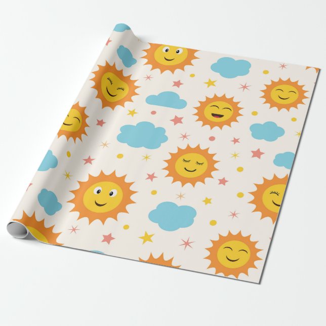Papier Cadeau Voici Le Baby shower Soleil (Déroulé)