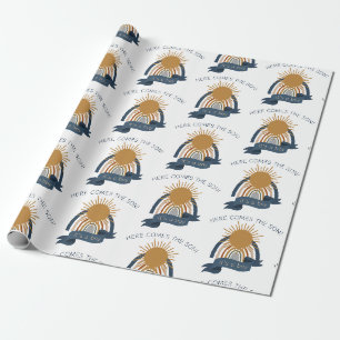 Papier Cadeau Voici venir le fils Baby Shower Bohème Garçon