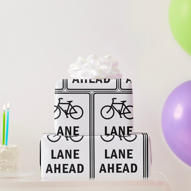 Papier Cadeau Voie cyclable à l'avant Symbole Cyclisme Sécurité  (Créateur téléchargé)