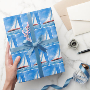 Papier Cadeau Voilier En Haute Mer Aquarelle