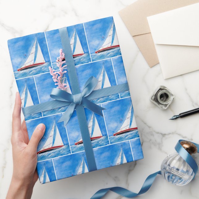 Papier Cadeau Voilier En Haute Mer Aquarelle (Cadeaux)
