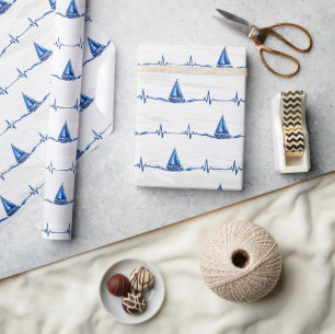 Papier Cadeau Voilier naviguant sur un graphique de battement de