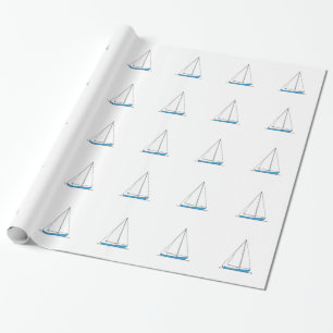 Papier Cadeau Voiliers bleus de sloop