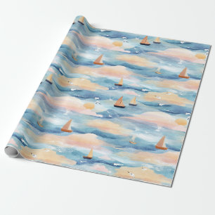 Papier Cadeau Voiliers de rêve Motif aquarelle océan (3)