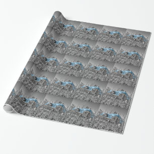 Papier Cadeau Voiture bleue vintage