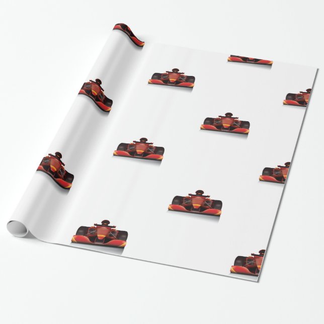 Papier Cadeau Voiture de course rouge (Déroulé)