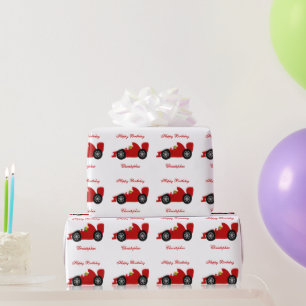 Papier Cadeau Voiture de course rouge Anniversaire