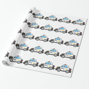 Papier Cadeau Voiture de police fraîche de bande dessinée