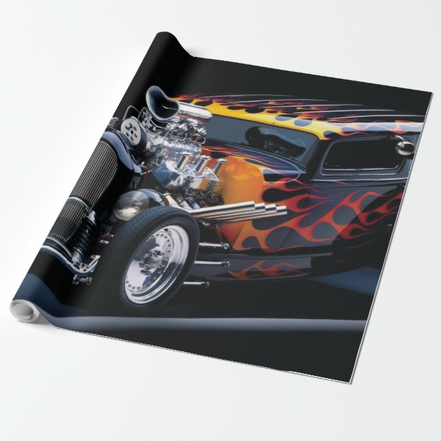 Papier Cadeau Voiture hot rod (Déroulé)