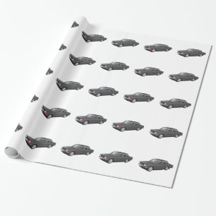 Papier Cadeau Voiture suédoise de la fin des années 60 (noir/gri