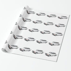 Papier Cadeau voiture suédoise du début des années 70 (blanc)