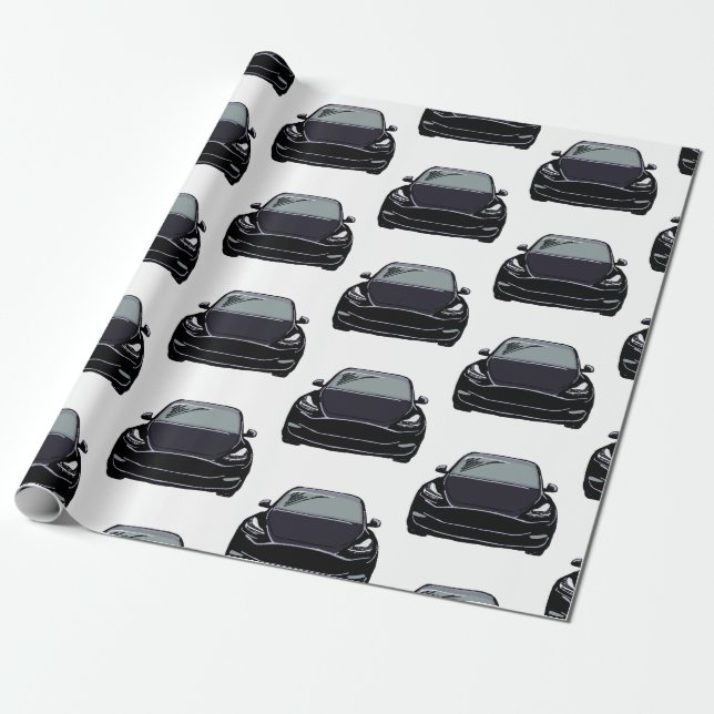 Papier Cadeau Voiture SUV pour véhicule électrique noir (Déroulé)
