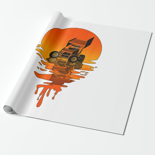 Papier Cadeau Voiture vintage Retro Style Sprint (Déroulé)