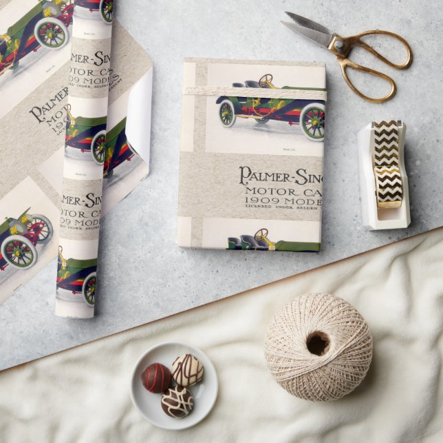 Papier Cadeau Voitures de moteur Palmer-Singer, Motif 1909 (Artisanat)