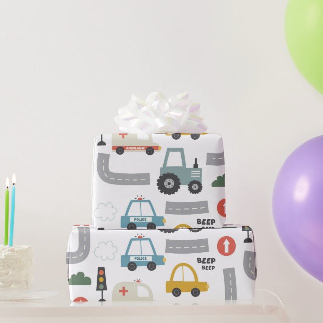 Papier Cadeau Voitures Pattern enfants  (Cadeaux de fête)