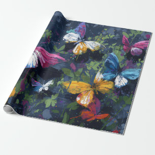 Papier Cadeau Vol de papillon abstrait vibrant (1)