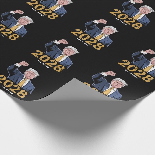 Papier Cadeau Vote Donald Trump 2028 Pro Trump USA Drapeau (Coin)