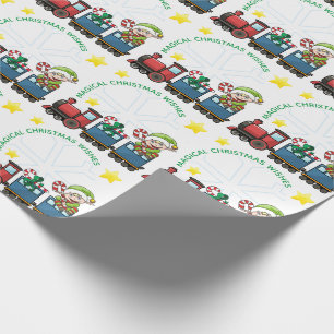 Papier Cadeau Votre cadre photo Train de Noël et elfe mignon