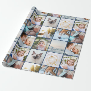 Papier Cadeau Votre grille personnalisée de collage de photos bl