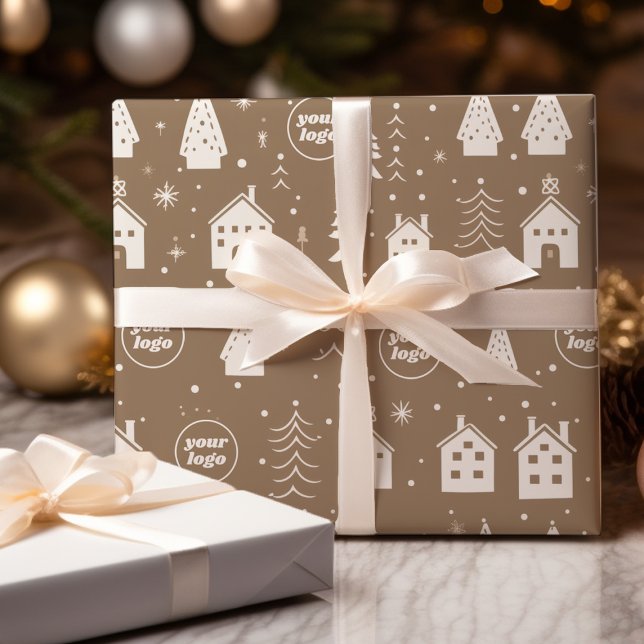 Papier Cadeau Votre logo Artisanat Brown Noël (Créateur téléchargé)