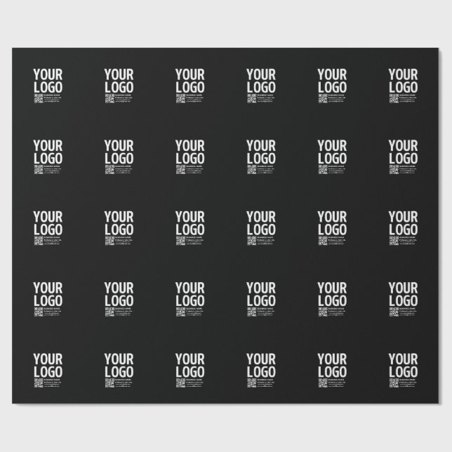 Papier Cadeau Votre logo avec code QR et texte modifiables  (Plat)